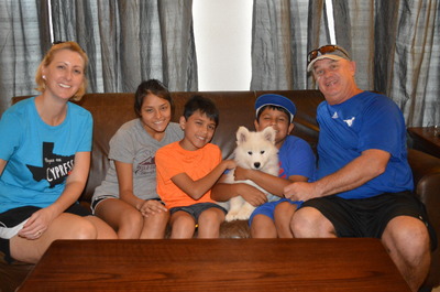 Toby (fka orange boy) with his new family before they headed home (5/30/16)
